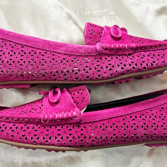 FLATS, ISAAC MIZRAHI, SZ LADIES 8.5W, DARK ROSE SUEDE, TASSLES ON EACH UPPER, - Picture 10 of 15